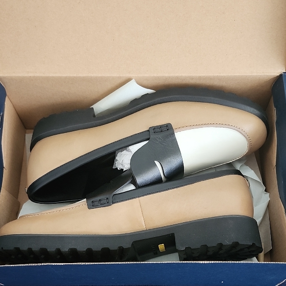 Cole Haan Tan and Black Slip-On Loafers with Modern Design - Picture 9 of 9